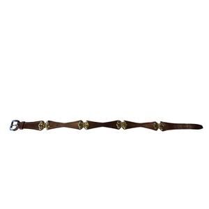Beautiful Pisa Designer‎ Vintage Leather Belt Brown Gold Brass Hardware 26 605